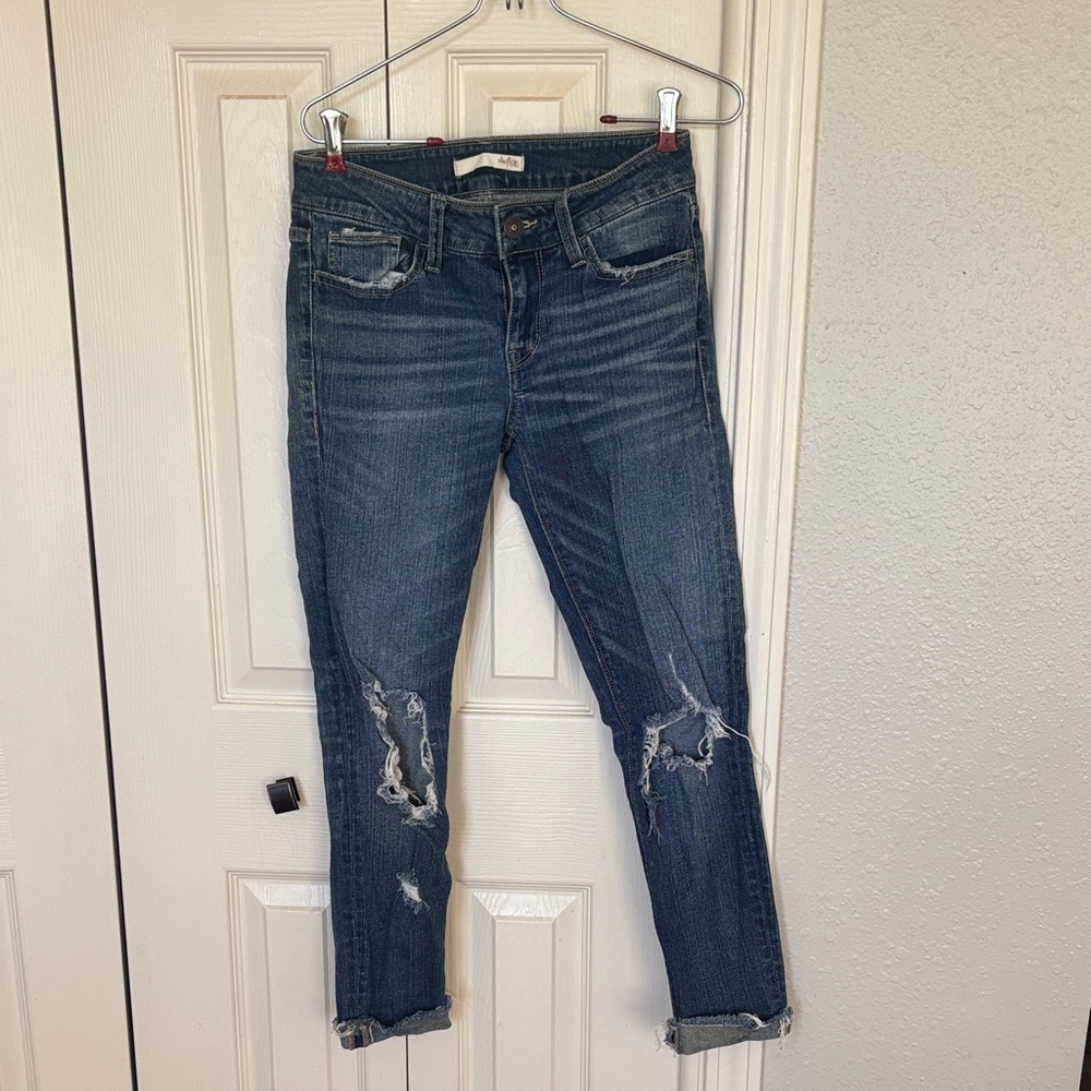 Daytrip Dark Blue Distressed Ankle Jeans